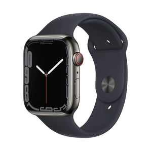 Apple Watch Series 7 GPS + LTE 45mm Edelstahl Sportband Midnight